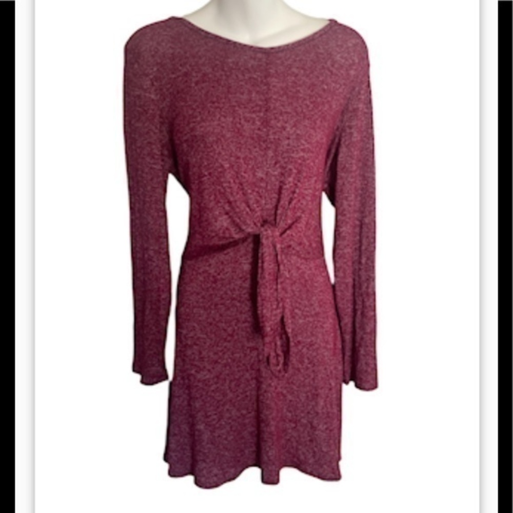 TMG red burgundy front knot tie sweater dress size XL